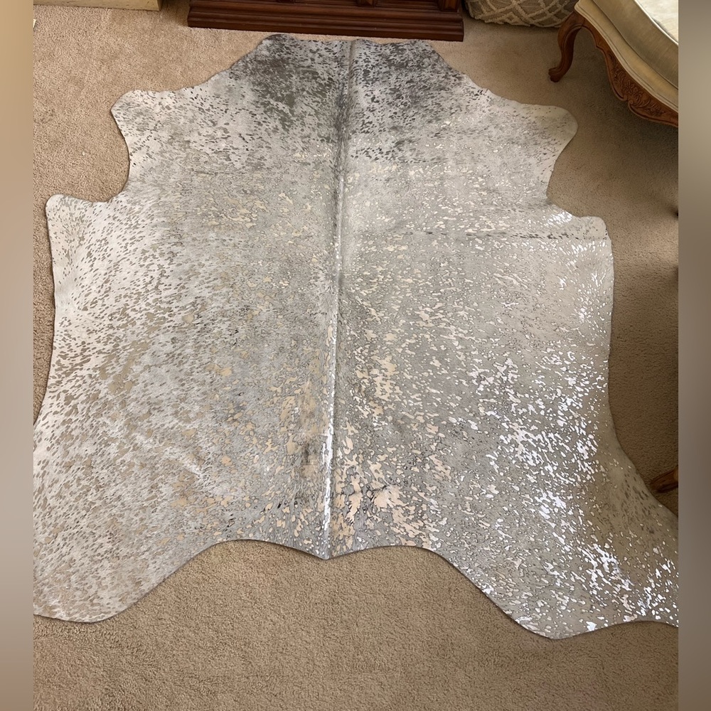 Authentic Metallic Silver Large Cowhide